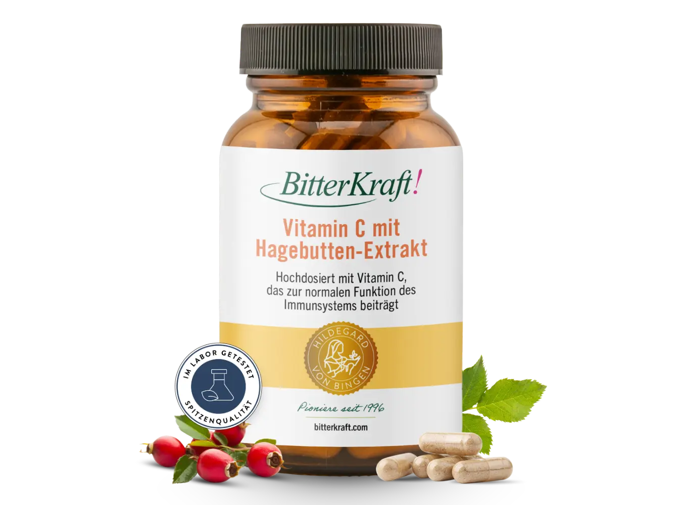 Bitterkraft! Vitamin C mit Hagebutten-Extrakt 30 Kapseln