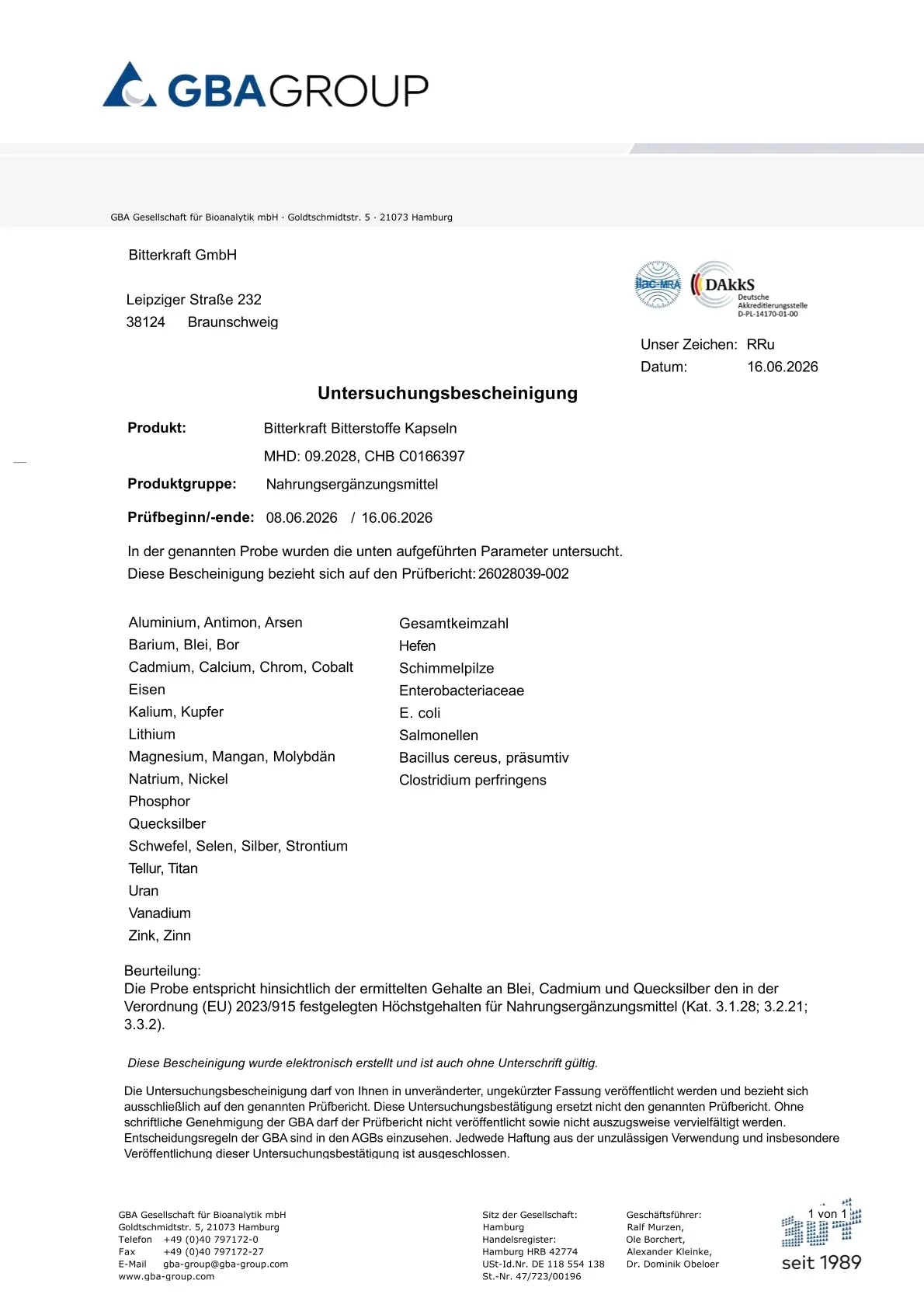 BitterKraft! Bitterstoffe Kapseln (60 Stück) Geburtstagspaket