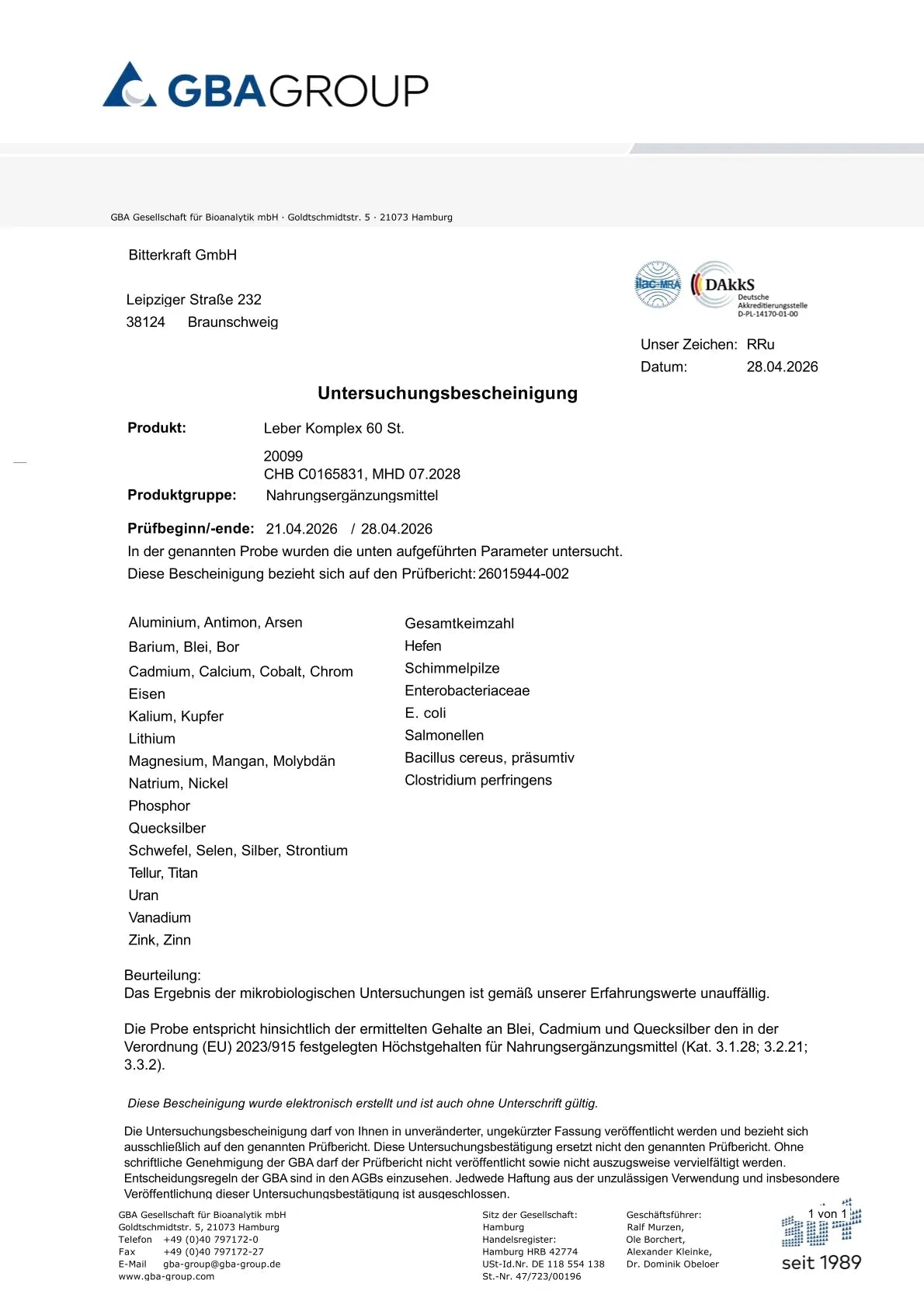 BitterKraft! Leber-Komplex