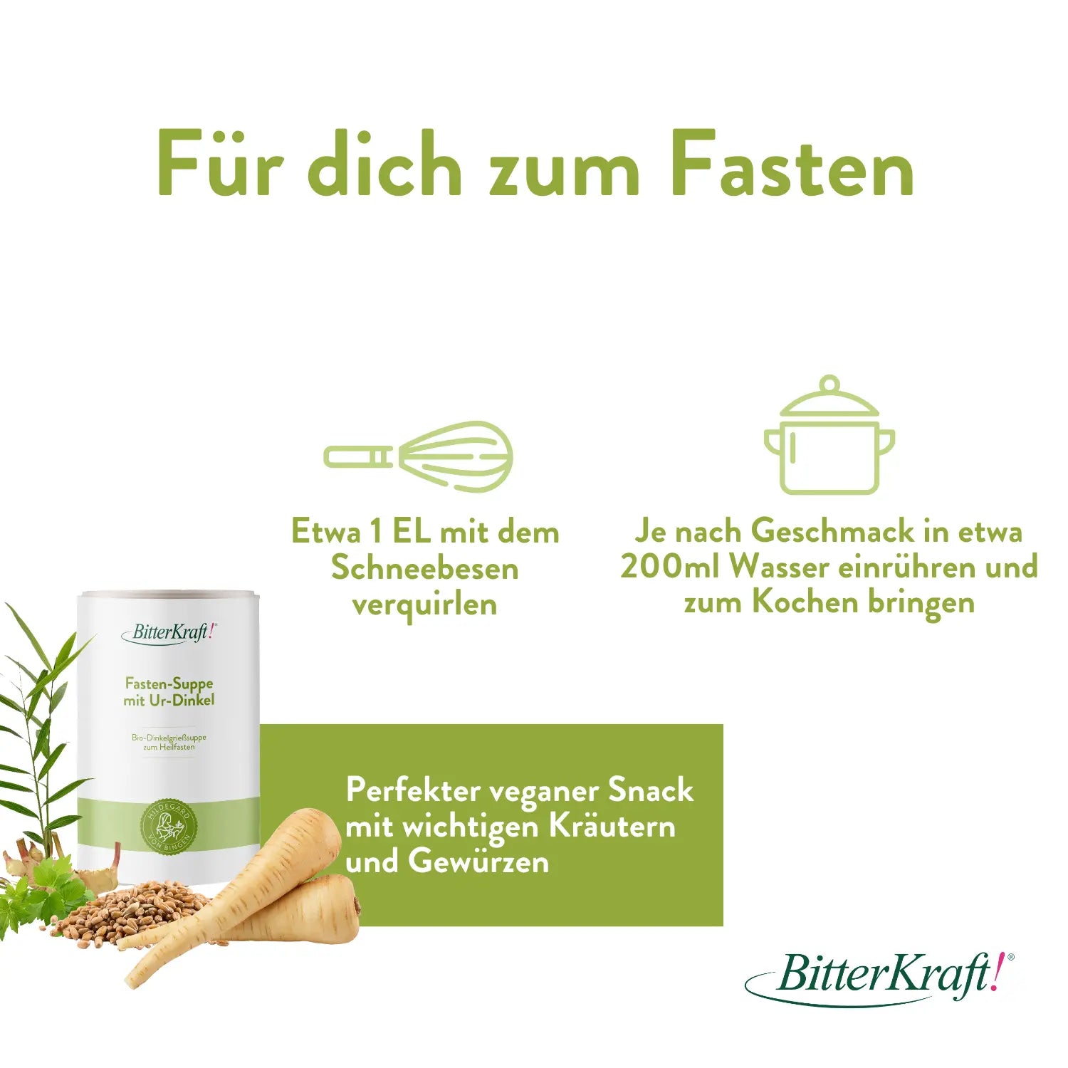 Fasten-Suppe mit Ur-Dinkel (BIO) Bitterkraft GmbH - Bitterkraft
