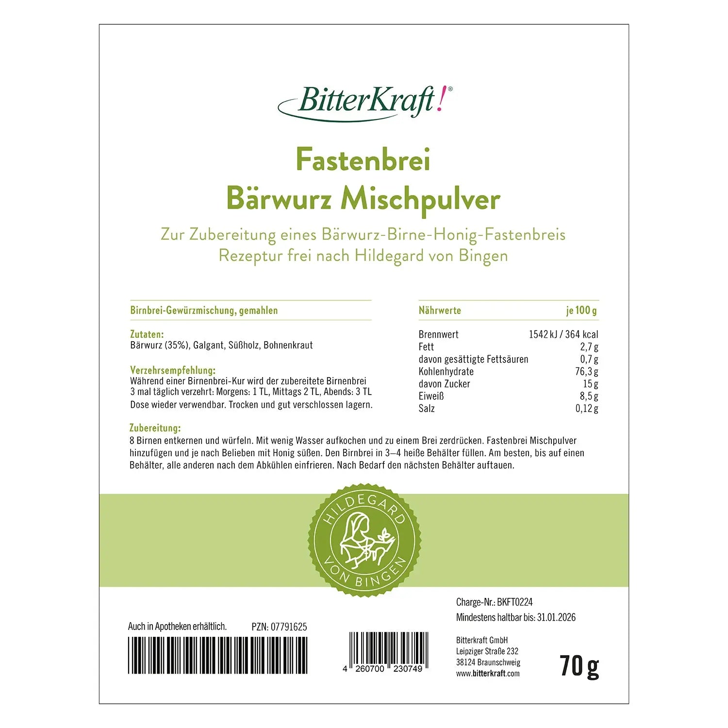 Bärwurz Birnenhonig Mischpulver Bitterkraft GmbH - Bitterkraft